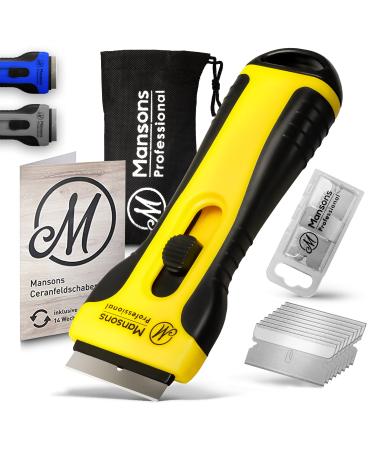 Manson's ceranium field scraper with 15 blades for Ceranfeld Kratzer Herd Glaschaber for Ceranke hob cleaner for induction hobs & glass ceramics Ceran scraper for hob and oven set yellow 16-piece set