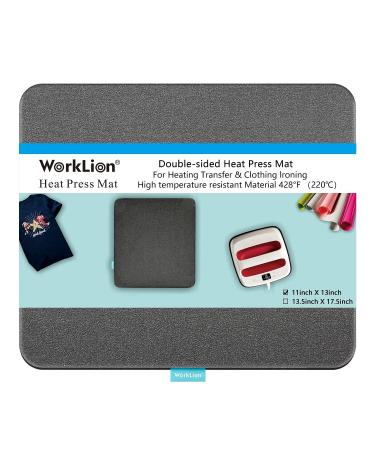 WORKLION Heat Press Mat 11"x13": Double-Sided Fireproof Materials Protective Resistant Mat for Cricut Easypress/Easypress 2 & HTV Craft Vinyl Ironing Insulation Transfer Projects