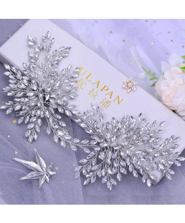 Azaleas Silver Wedding Hair Comb | Bridal Rhinestone Headband & Crystal Hair Accessories for Bridesmaids - Buy Online on SooperMarket.com