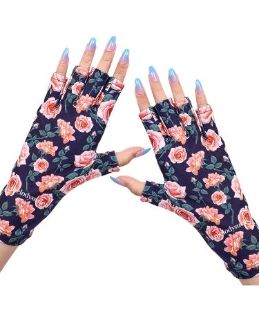 MelodySusie UV Glove for Gel Nail Lamp  Professional UPF50+ UV Protection Gloves for Manicures Pastel Rose