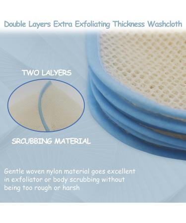 Bleu Bath 6 Pack Exfoliating Skin Face Body Wash Cloth - Premium Sturdy Loofah - Soft & Buffing - Two Layers - Ideal for Massage - Buy Online on SooperMarket.com