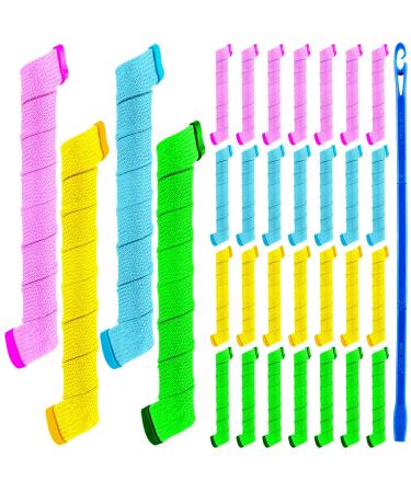 42 Pieces No Heat Hair Spiral Curlers Wave Curls Styling Kit, Include 40 Pieces Hair Curler Rollers Curling Rods 2 Pieces Styling Hooks for Hair Supplies (20 cm/ 8 Inch) 20 cm/ 7.87 Inch