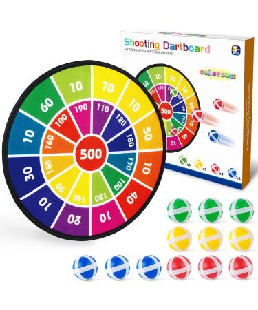 Kids Dart Board Game Set-14 Inches Dart Board for Kids with 12 Sticky Balls - Indoor and Outdoor Activities Game for Kids- Safe Darts Board Game Gift Toy for 3 4 5 6 7 8-12 Years Old Kids Boys Girls