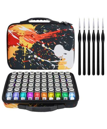 ZORETCO Storage Case for Testors Model Paints with 6 Fine Detail Miniatures Paint Brushes Holds 60 Bottles(Paint Not Included) 60 Slots