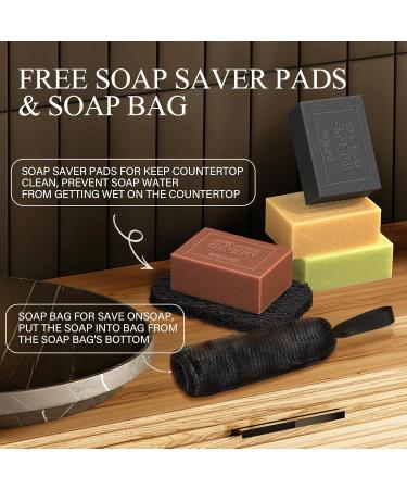 4-Piece Natural Men's Soap Set | Handmade Deep Cleaning & Moisturizing - Sandalwood Amber Mint Charcoal Turmeric - Buy Online on SooperMarket.com