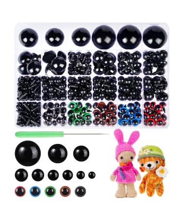 816 Pcs Safety Eyes for Crochet 6-30mm Plastic Colorful Safety Eyes for Amigurumi with Washers Black Stuffed Animal Eyes for Craft Teddy Bear