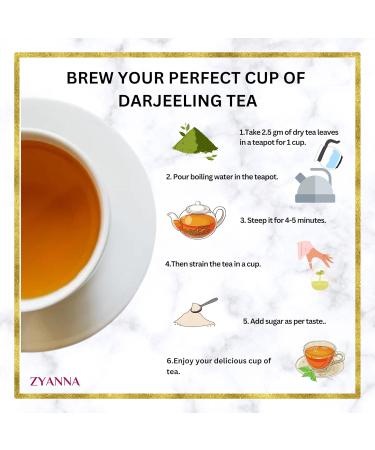 ZYANNA Darjeeling Tea First Flush - 100g Single Estate Whole Leaf Black Tea with Floral Notes | Teesta Valley Tea Estate - Buy Online on SooperMarket.com