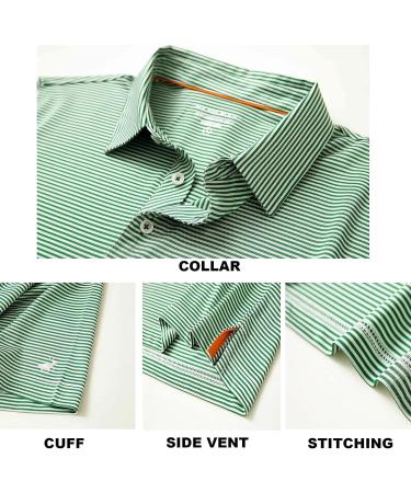 Men's Moisture Wicking Golf Polo Shirt - Emerald Stripe, XX-Large - Buy Online on SooperMarket.com