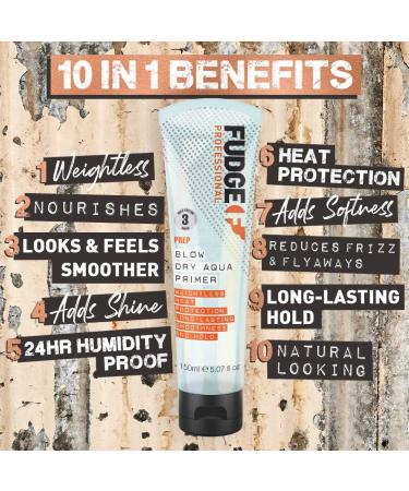 Fudge Professional Blow Dry Aqua Primer 150ml - Hyaluronic Acid Heat Protection for Volumizing - Buy Online on SooperMarket.com