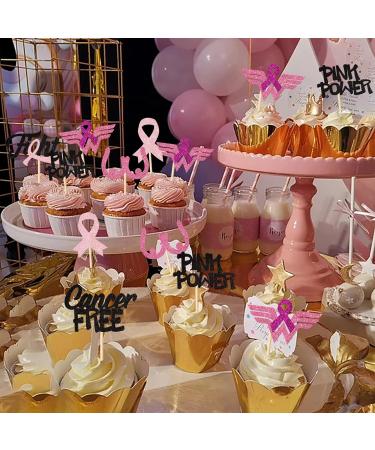 Rsstarxi 24 Pack Breast Cancer Awareness Cupcake Toppers Glitter Pink Power Hope Ribbon Cake Decorations Fight Beliveve Cancer Free Cupcake Picks for Pink Ribbon Party Cake Decorations Supplies Design 3 - Buy Online on SooperMarket.com
