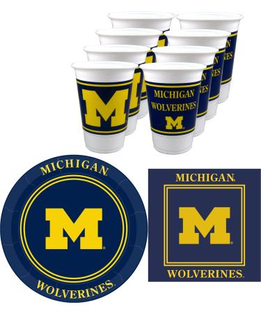 Michigan Wolverines Party Supplies - Serves 16 (48 pieces)