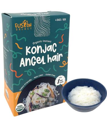 Fusion Select Packs Organic Konjac Noodles - Shirataki Plant-Based Substitute - Healthy Diet Pasta - Rich in Fiber - Vegan, Keto, Paleo-Friendly, Zero Gluten, Low-Carb & Low-Calories (Shirataki Angel Hair, 4 Count (Pack of 1))