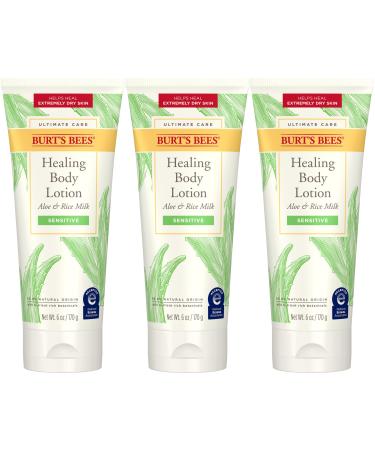 Burt's Bees Ultimate Care Healing Body Lotion with Aloe and Rice Milk for Sensitive Skin 98.8% Natural Origin 6 Ounces