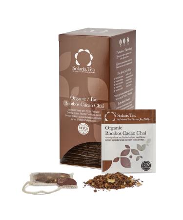 Solaris Tea - Organic Rooibos Cacao Chai Tea | 100% Organic Whole Leaf Tea | Certified Vegan | 40x Biodegradable Stitched Teabags (1 x 80 g) 1010650001 Chocolate 80 g (Pack of 1)