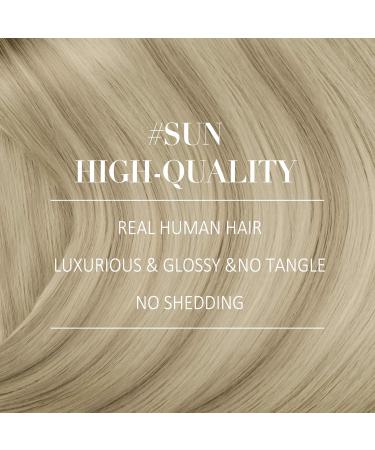Youngsee Clip In Extensions - Real Hair Blond Ombre 30cm Dark Ash Blonde & Platinum Highlights - 80g Remy Hair - 7Pcs #18/60a/60 - Buy Online on SooperMarket.com
