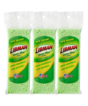 Libman 1487 Gator Mop Refill Pack  Extra-Absorbent, Cellulose Coated Sponge Replacement Heads for The Libman Gator Mop, 3-Pack