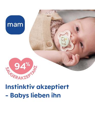 Buy Mam Supreme Night Schnuller Set - Bright Baby Pacifiers for Healthy Dental Development Prevents Skin Irritation 0-6 Months Dog/Elephant Design Includes Pacifier Box - Buy Online on SooperMarket.com
