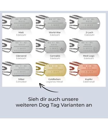 Personalized Dog Day Chains | 2-Piece ID Set with Embossing | Custom Text & Motifs | Military Equipment - Gold Finish - Buy Online on SooperMarket.com