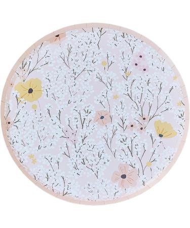 Ginger Ray Pink Flower Paper Birthday Plates | Party Tableware | Pack of 8 - International Shipping Available - Buy Online on SooperMarket.com