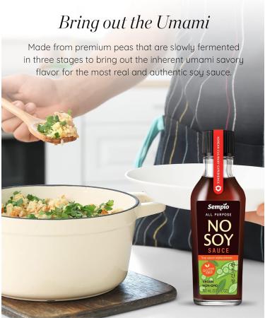 SEMPIO NO-SOY SAUCE - All-Purpose Seasoning Soy Sauce Alternative Multi-purpose condiment made with peas and pea protein instead of soybeans Gluten-free NON-GMO VEGAN (5.1 Fl oz Pack of 2) - Buy Online on SooperMarket.com