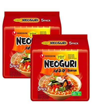 Nongshim Neoguri Seafood and Spicy Flavour 120g (Pack of 10) - Instant Korean Ramen Noodle