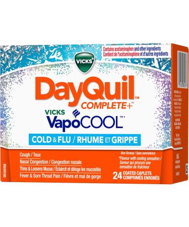 Vicks DayQuil COMPLETE Vicks VapoCOOL Cold and Flu Medicine Non-Drowsy Daytime Multi-Symptom Relief for Cough Suppressant Nasal Congestion 24 Caplets Liquicaps - Buy Online on SooperMarket.com