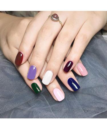 912 Colorful Short False Nails Square EBANKU | Full Cover Acrylic Press on Nails for Women Girls | DIY Nail Art (38 Colors) - Buy Online on SooperMarket.com