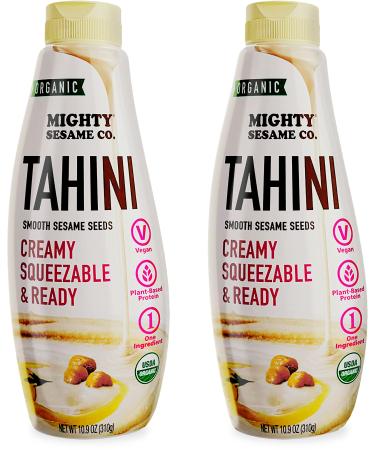 Mighty Sesame Co. Organic Tahini Squeezable Creamy & Ready Tahini Paste 10.9oz (2 Pack) Just One Ingredient Gluten Free Vegan Non GMO Keto Friendly Kosher