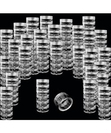 Beauticom 72 Pack(432 Pieces) 5G/5ML Round Stackable Transparent Plastic Embellishment Bead Glitter Charm Craft Jars with Clear Lid