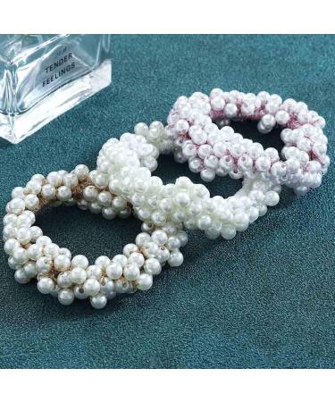 Runmi Hair Ties | 3 Pack Pearl Scrunchies & Beaded Ponytail Holders | Stylish Hair Accessories for Women & Girls - Buy Online on SooperMarket.com