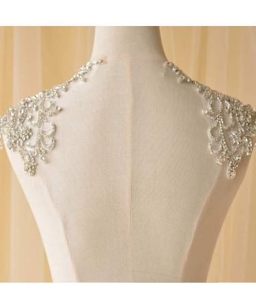 Rhinestone Shoulder Applique Pair - Bridal Dress Embellishment - Buy Online on SooperMarket.com