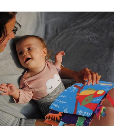 SOSPIRO Baby Cloth Book for Toddlers - Soft 3D Animal Tails Quiet Book | Safe Nontoxic Early Learning and Gifts for 0-3 Year Olds (Jungle) - Buy Online on SooperMarket.com