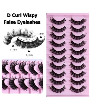 LuckForever 10 Pairs Russian Strip False Eyelashes - Fluffy Wispy & Reusable Lash Extensions for Natural Volume Look | International Shipping - Buy Online on SooperMarket.com