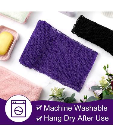 African Exfoliating Bath Sponge Set - Long Net Scrubber for Shower & Body - Black Purple - Daily Use or Stocking Stuffer - Buy Online on SooperMarket.com