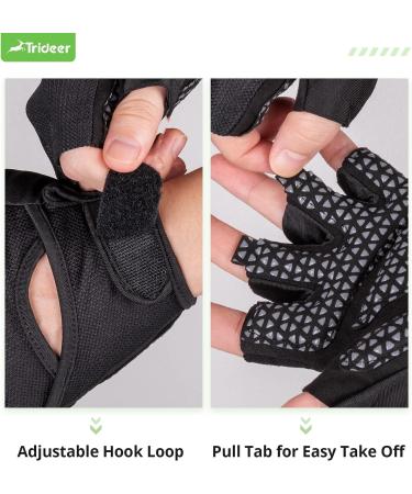 Trideer Workout Weight Lifting Gloves with Wrist Straps - Breathable Fingerless Gym Gloves for Men & Women - Full Palm Protection - Ideal for Training, Pull Ups, Fitness at Home - Black (Large) - Buy Online on SooperMarket.com