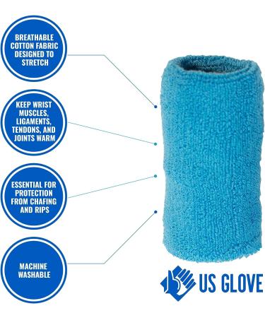 US Glove Sweat Bands for Wrists - 2-pc White Cotton Athletic Hand Bands for Men & Women - Ideal for Tennis, Gymnastics, Basketball, Volleyball, Baseball, Football - 4.5 inch - Buy Online on SooperMarket.com