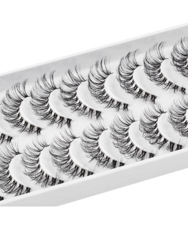 Shop HICOCU Russian Strip Lashes - Fluffy D DD Curl Mink Eyelashes 10 Pairs Reusable Fake Lashes for Natural Looks - Buy Online on SooperMarket.com