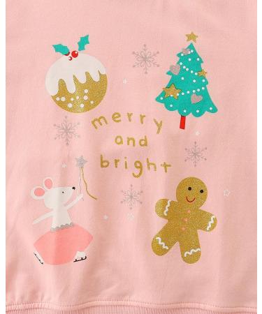 Girls Christmas Pink Sweatshirt | Cotton Top for Kids | Long Sleeve Pullover | Toddler Clothes Ages 1-12 - Buy Online on SooperMarket.com