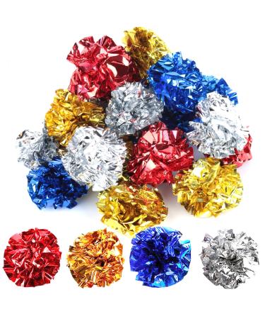 YGDZ Crinkle Cat Balls Toys, 20 Pack Original Mylar Cat Crinkle Balls Glitter Indoor Cat Kitten Toys, Interesting Crinkly Sounds