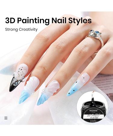 MIZHSE Solid Nail Builder Gel and 3D Nail Gel Kit All in 1 Kits with Chrome Powder and Silicone Nail Art Sculpture Pen Clear Gel Nail Extension 3D Sculpting Gel for Nails Strengthen Gel for Nails Art - Buy Online on SooperMarket.com
