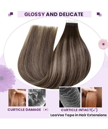 Laavoo Real Hair Extensions - Balayage Brown Tape-In Extensions Ombre 60cm 50g 20pcs #4/18/4 - Buy Online on SooperMarket.com