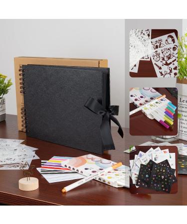 Bemece Scrapbook Album 12.6x8.3 Inch | 80 Pages | Extra Large DIY Handmade Album for Anniversary, Wedding, Travel | Black Card Design with Pen | Craft Paper Thick Scrapbook - Buy Online on SooperMarket.com