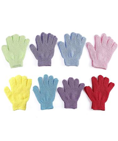 8 Pairs Double Sided Exfoliating Gloves Body Scrubber Scrubbing Glove Bath Mitts Scrubs for Shower, Body Spa Massage Dead Skin Cell Remover