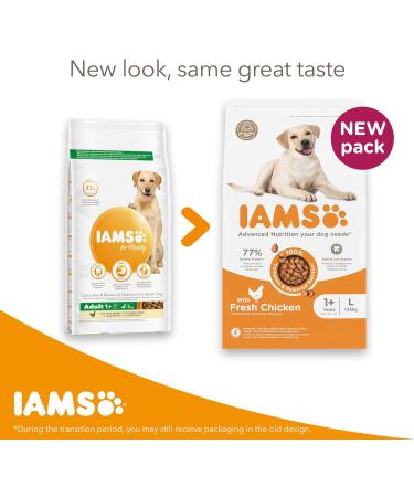 IAMS Complete Dry Dog Food for Adult 1+ Large Breeds with Chicken 12 kg 12 kg (Pack of 1) - Buy Online on SooperMarket.com