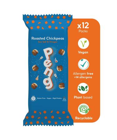 Peng Roasted Chickpeas Snack (12 x 30g) - Healthy High Protein Plant-Based Double Roasted Chickpeas Snack (Sea Salt & Vinegar)