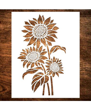 DLY LIFESTYLE Large Sunflower Stencil (12x15 Inches) - Reusable Sun Flower Stencils for Painting on Wood, Canvas, Paper, Fabric, Wall, Furniture - DIY Template for Art and Crafts Sunflower 12X15 Inch