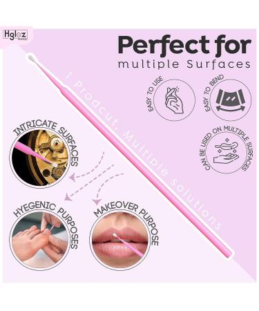 HGLOZ Microswabs for Eyelash Extensions (Pack of 500) - 2mm Pink Soft Micro Applicator Brush for Makeup Application and Cleaning - Buy Online on SooperMarket.com