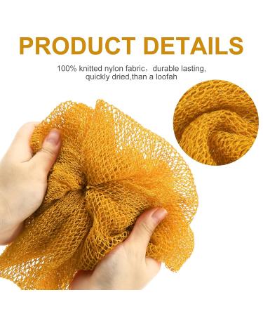 2 Piece African Net Bath Sponge Set - Exfoliating Long Body Scrubber & Back Washcloth (Yellow) - Perfect for Daily Use & Stocking Stuffers - Buy Online on SooperMarket.com