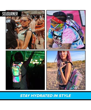 Sojourner Hydration Pack - 2L Hydration Backpack for Festivals, Raves, Hiking, Running - Silver Holographic - Buy Online on SooperMarket.com