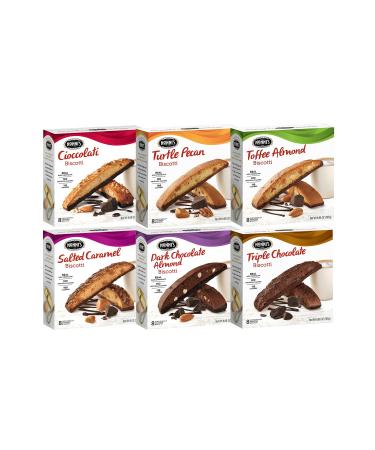 Nonni's Italian Biscotti Variety Pack - 6 Flavors - Cioccolati - Turtle Pecan - Toffee Almond - Salted Caramel - Dark Chocolate Almond - Triple Chocolate - Individually Wrapped - Kosher
